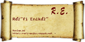 Réfi Enikő névjegykártya